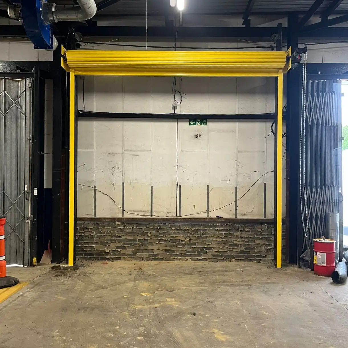 Yellow industrial door open